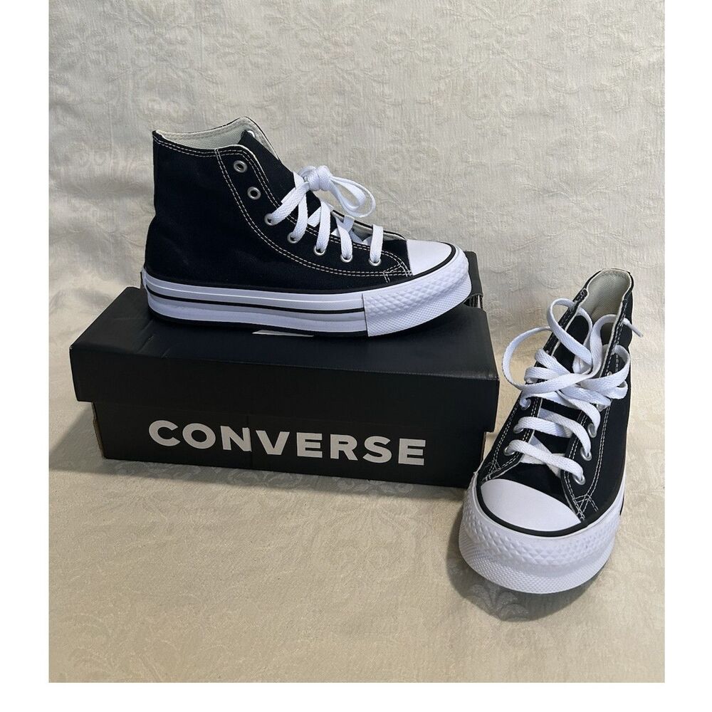 Converse Chuck Taylor All Star Lift High Top Canvas Sneakers Black/White 3.5Y
